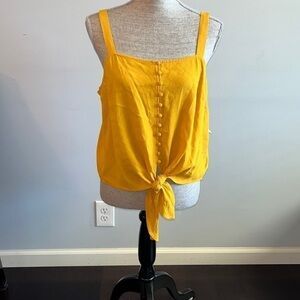 Madewell button front tie tank top size L mustard yellow.  Excellent condition
